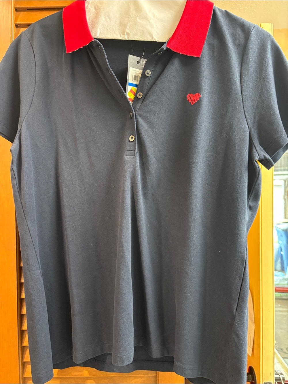 Tommy Hilfiger Navy Polo with Red Collar and Red Heart